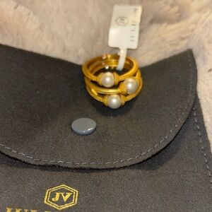Gold Pearl Ring Set by Julie Vos